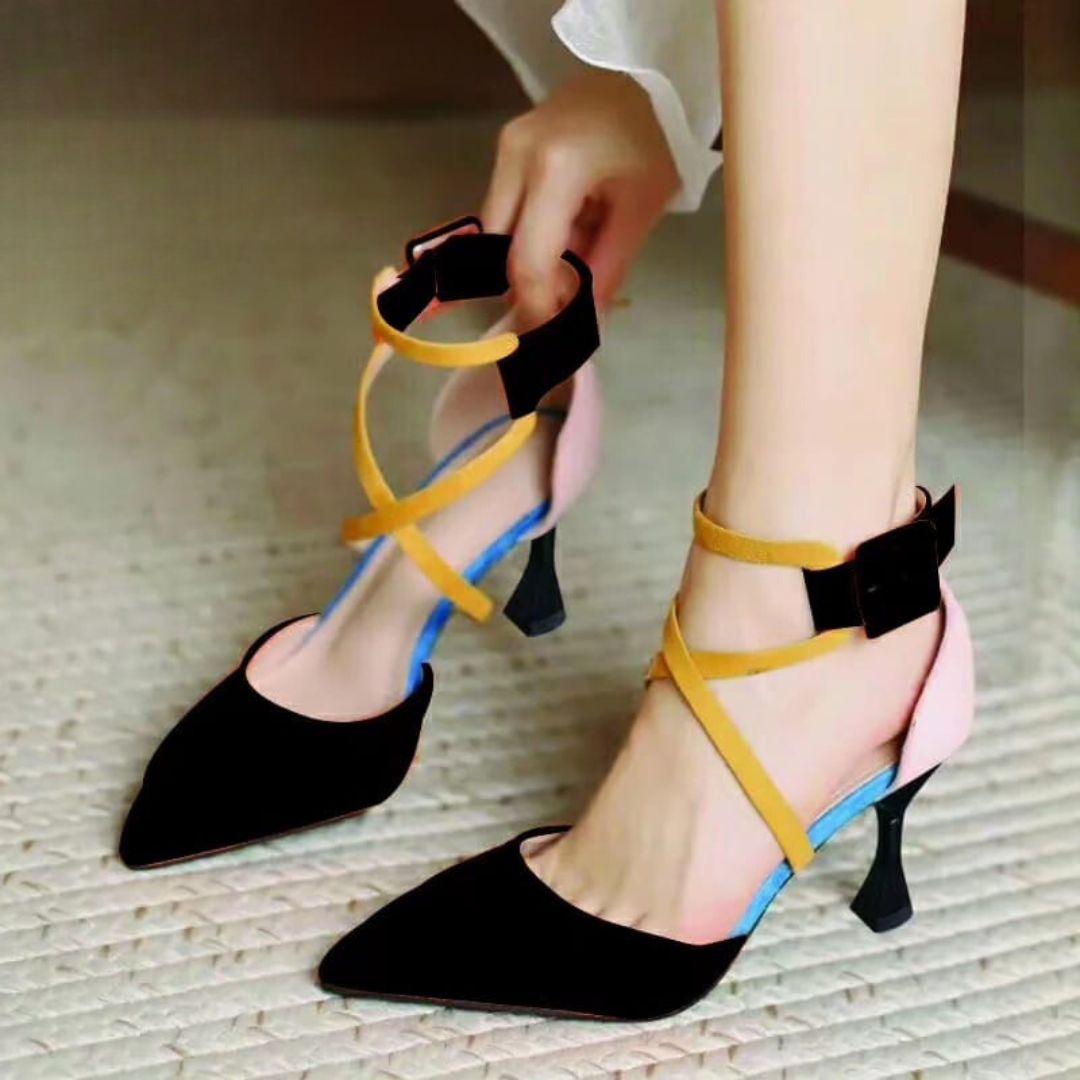 Stylish Black Satrangi Pumps